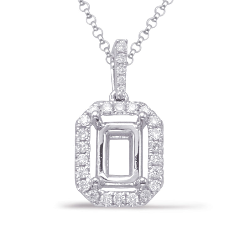 14 KT Rounds Shape Diamond Pendant For 7x5mm Emerald Cut