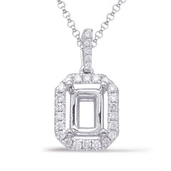 14 KT Rounds Shape Diamond Pendant For 7x5mm Emerald Cut