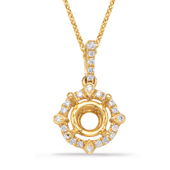 14 KT Rounds Shape Diamond Pendant For 1ct  Round Stone